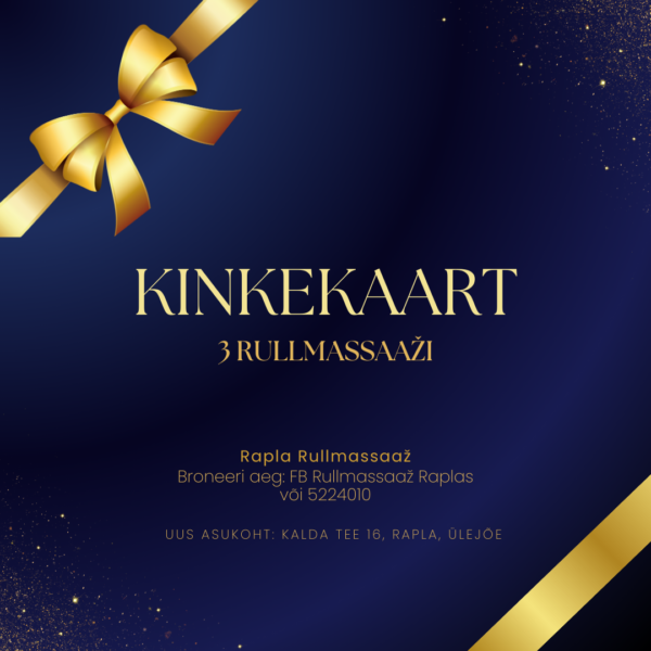3 x rullmassaaži kinkekaart